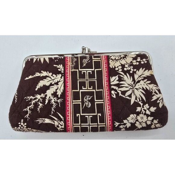 Vera Bradley Quilted Tote Bag & Matching Wallet - Brown/Beige Asian-Inspired Pri - Picture 4 of 5